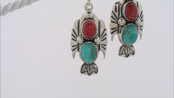 Red Coral Sterling Silver Dangle Earrings Video Thumbnail
