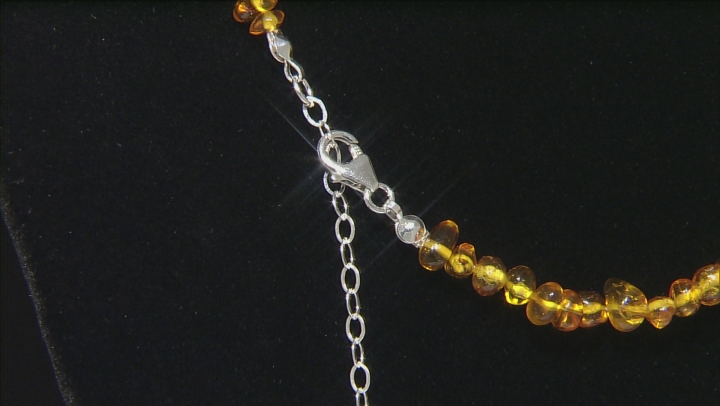 Orange Amber Chip Sterling Silver Necklace Video Thumbnail