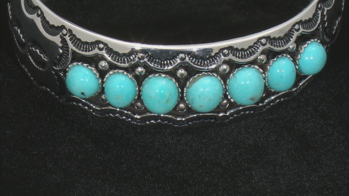 Blue Turquoise Sterling Silver Cuff Bracelet Video Thumbnail