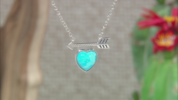 Childrens Turquoise Rhodium Over Sterling Silver Heart And Arrow Necklace Video Thumbnail