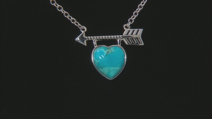 Childrens Turquoise Rhodium Over Sterling Silver Heart And Arrow Necklace Video Thumbnail