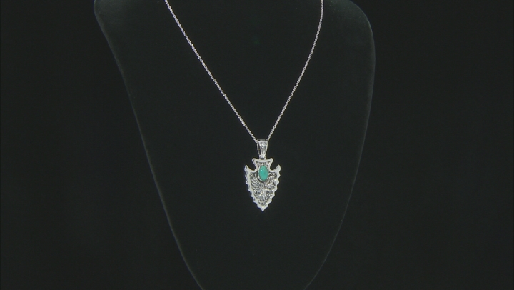 Men's Turquoise Rhodium Over Silver Eagle Arrowhead Enhancer With 24" Chain Video Thumbnail
