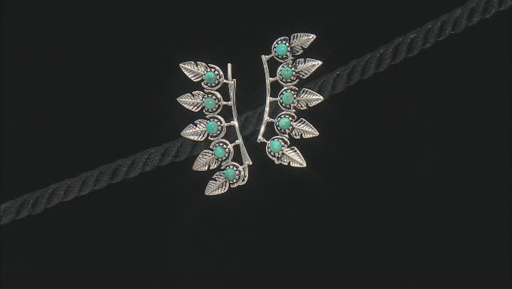 Turquoise Rhodium Over Silver Climber Earrings Video Thumbnail