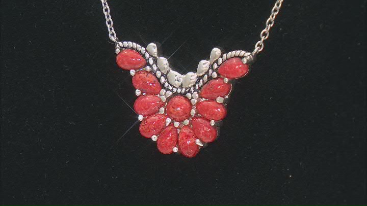 Red Sponge Coral Rhodium Over Sterling Silver Necklace Video Thumbnail