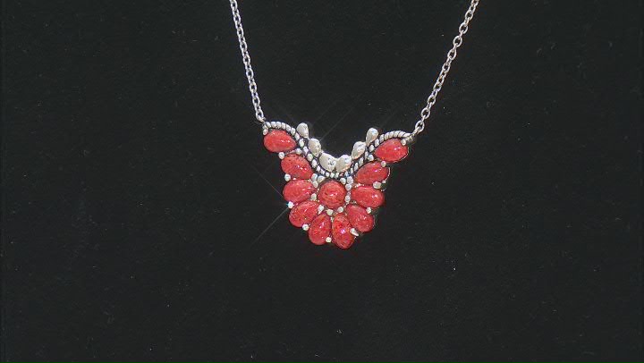 Red Sponge Coral Rhodium Over Sterling Silver Necklace Video Thumbnail