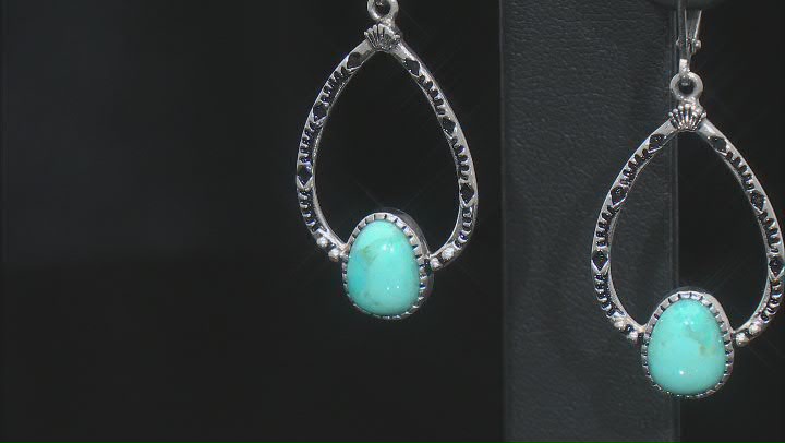 Blue Turquoise Rhodium Over Silver Earrings Video Thumbnail