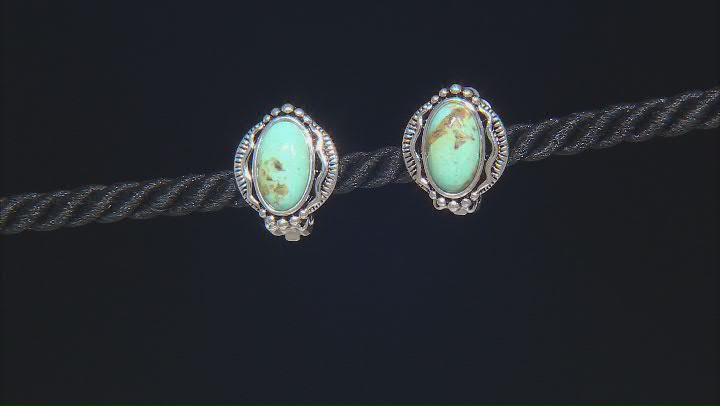 Blue Turquoise Rhodium Over Silver Clip-On Earrings Video Thumbnail