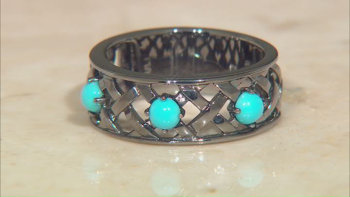 Sleeping Beauty Turquoise Black Rhodium Over Silver Band Ring Video Thumbnail