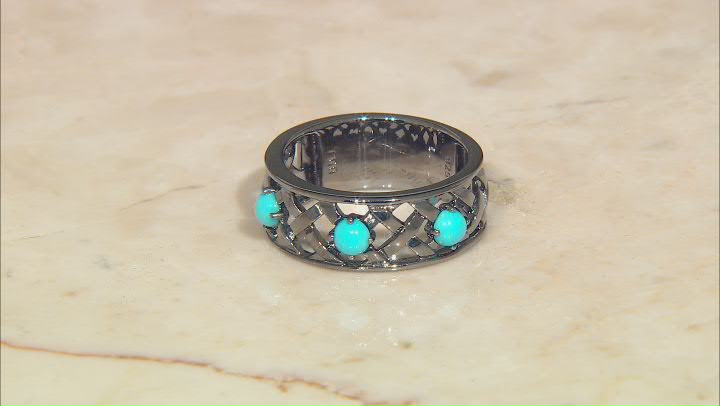 Sleeping Beauty Turquoise Black Rhodium Over Silver Band Ring Video Thumbnail