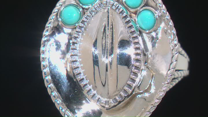 Sleeping Beauty Turquoise Rhodium Over Silver Cowboy Hat Ring Video Thumbnail