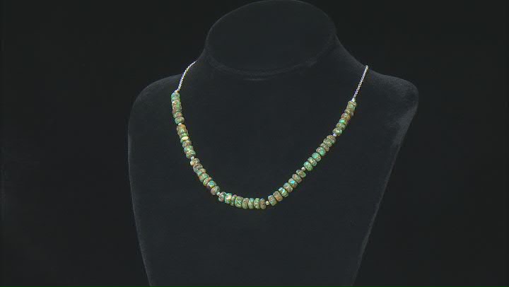 Green Turquoise Rhodium Over Silver Rondelle Necklace Video Thumbnail