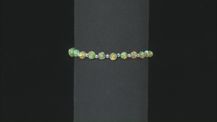 Green Turquoise Rhodium Over Silver Bolo Bracelet Video Thumbnail