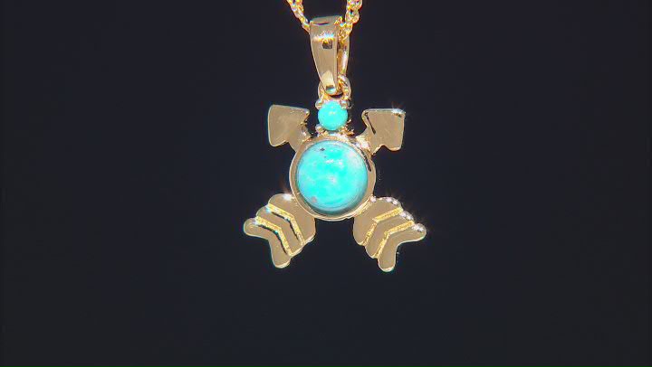 Kingman & Sleeping Beauty Turquoise 18k Yellow Gold Over Silver Pendant with Chain Video Thumbnail