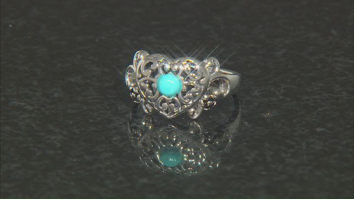 Sleeping Beauty Turquoise Rhodium Over Silver Heart Shape Ring Video Thumbnail