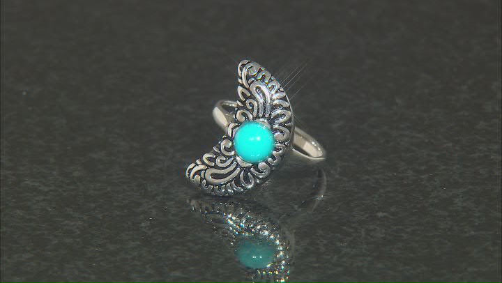 Sleeping Beauty Turquoise Rhodium Over Silver Moon Ring Video Thumbnail