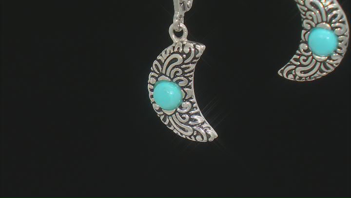 Sleeping Beauty Turquoise Rhodium Over Silver Moon Earrings Video Thumbnail