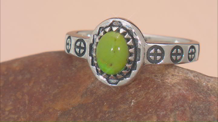 Green Turquoise Sterling Silver Solitaire Ring Video Thumbnail
