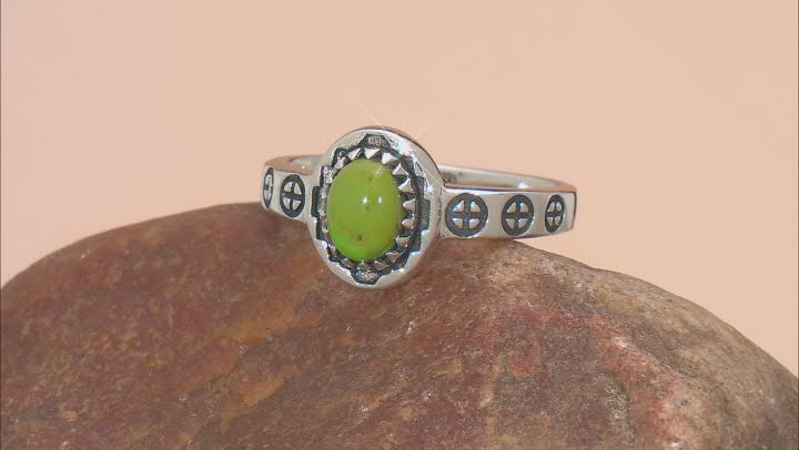 Green Turquoise Sterling Silver Solitaire Ring Video Thumbnail