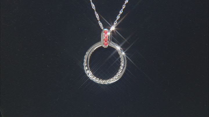 Red Sponge Coral Rhodium Over Sterling Silver Pendant with Chain Video Thumbnail