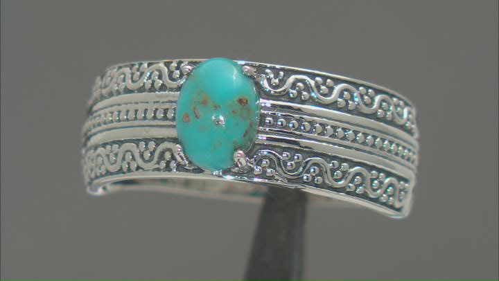 Blue Kingman Turquoise Sterling Silver Band Ring Video Thumbnail