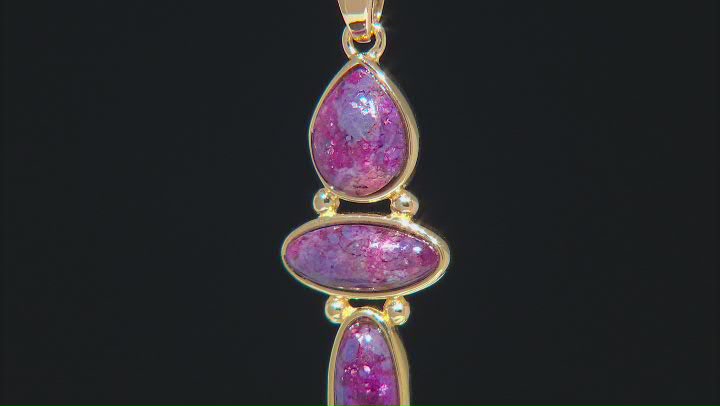 Purple Turquoise 18k Yellow Gold Over Sterling Silver Pendant with Chain Video Thumbnail