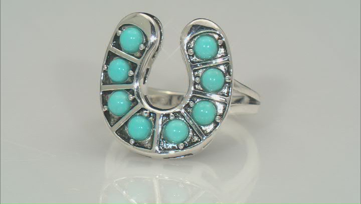 Sleeping Beauty Turquoise Sterling Silver Horseshoe Ring Video Thumbnail