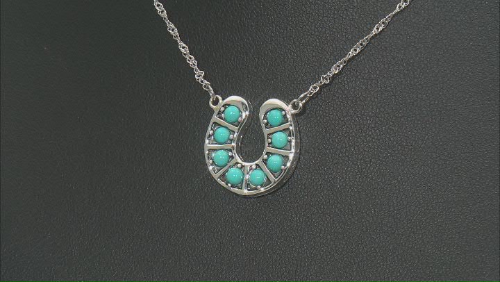 Sleeping Beauty Turquoise Sterling Silver Horseshoe Necklace Video Thumbnail