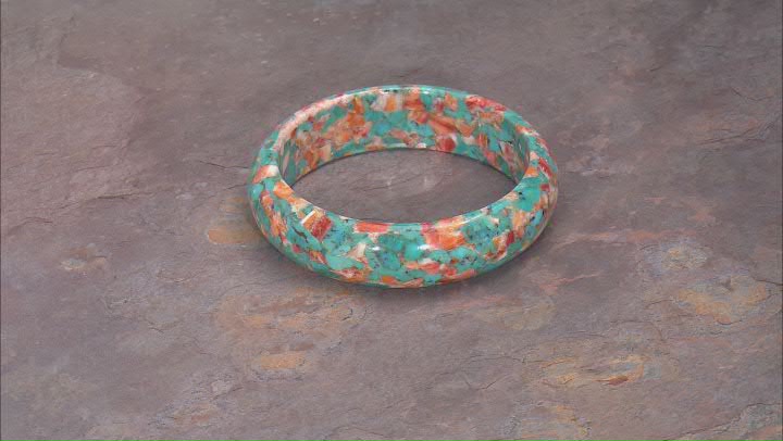 Blended Turquoise and Spiny Oyster Shell Bangle Bracelet Video Thumbnail