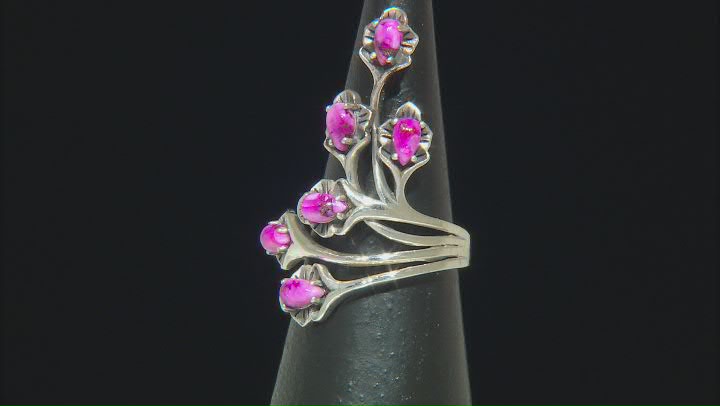 Purple Spiny Oyster Shell Sterling Silver Floral Ring Video Thumbnail