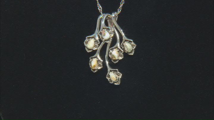Orange Spiny Oyster Shell Sterling Silver Floral Pendant With Chain Video Thumbnail