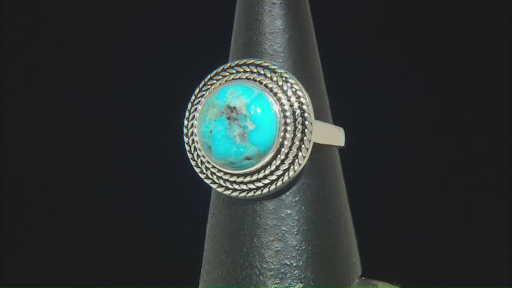 Blue Turquoise Rope Design Sterling Silver Ring Video Thumbnail