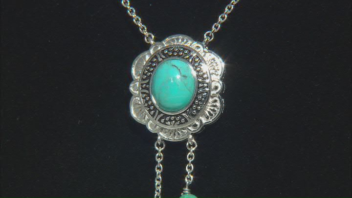 Blue Turquoise Sterling Silver "Bolo Tie" Necklace Video Thumbnail
