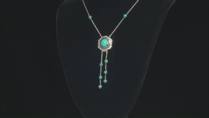 Blue Turquoise Sterling Silver "Bolo Tie" Necklace Video Thumbnail