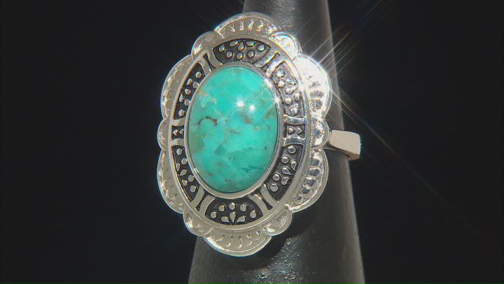 Blue Turquoise Sterling Silver Solitaire Ring Video Thumbnail