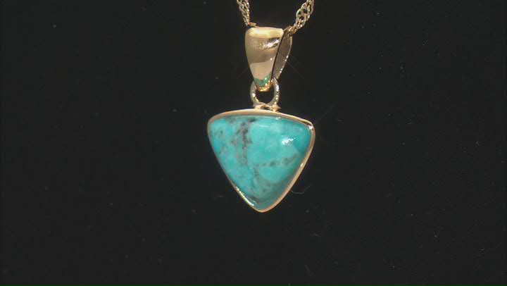 Blue Composite Turquoise 18k Gold Over Sterling Silver Pendant With Chain Video Thumbnail