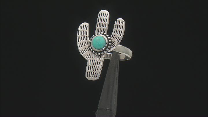 Blue Turquoise Sterling Silver Cactus Ring Video Thumbnail