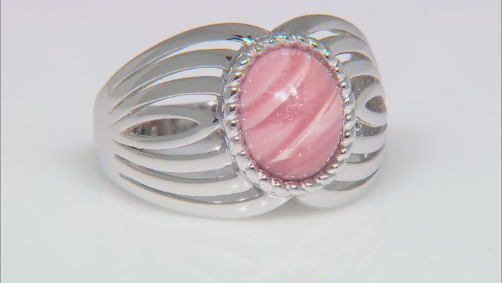 Pink Mookaite Rhodium Over Sterling Silver Solitaire Ring Video Thumbnail
