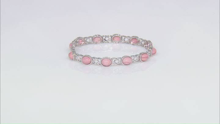 Pink Mookaite Rhodium Over Sterling Silver Tennis Bracelet Video Thumbnail