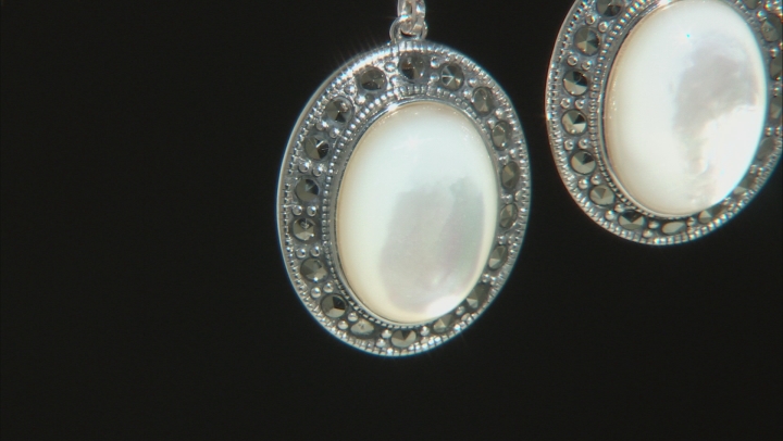 White Mother-Of-Pearl Rhodium Over Sterling Silver Earrings Video Thumbnail
