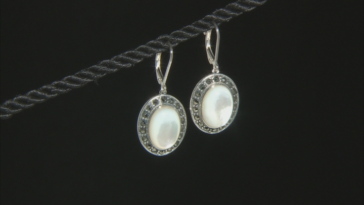 White Mother-Of-Pearl Rhodium Over Sterling Silver Earrings Video Thumbnail