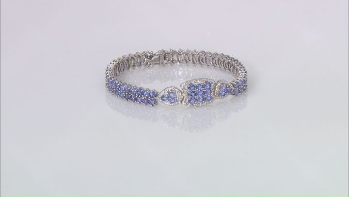 Blue Tanzanite Rhodium Over Silver Bracelet 12.07ctw Video Thumbnail