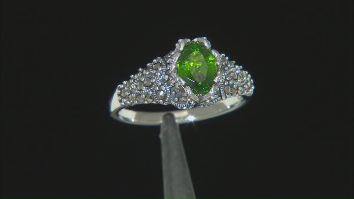 Green Chrome Diopside Rhodium Over Sterling Silver Ring 1.06ct Video Thumbnail