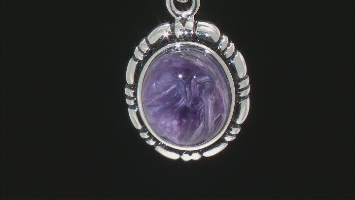 Purple Charoite Rhodium Over Sterling Silver Pendant With Chain Video Thumbnail