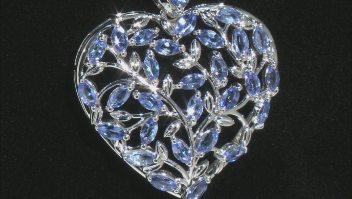 Blue Tanzanite Rhodium Over Sterling Silver Heart Shape Pendant With Chain 2.16ctw Video Thumbnail