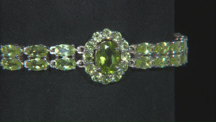 Green Peridot Rhodium Over Sterling Silver Bracelet 14.21ctw Video Thumbnail