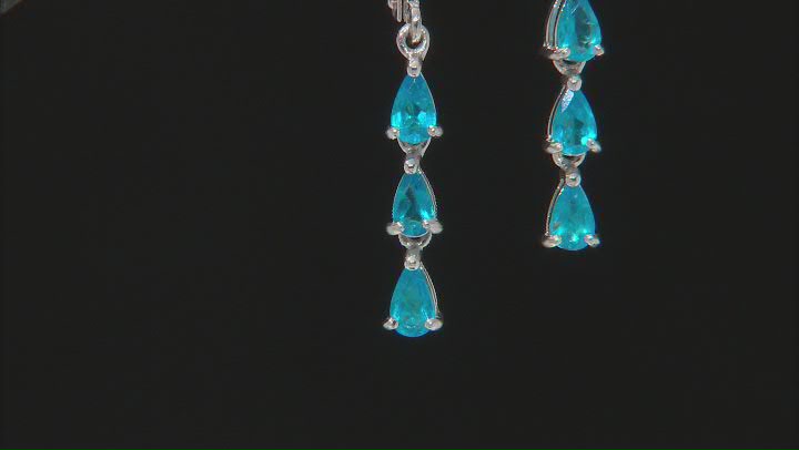 Blue Neon Apatite Rhodium Over Sterling Silver Drop Earrings 1.02ctw Video Thumbnail