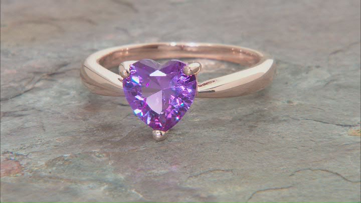 Purple Lab Created Sapphire 18k Rose Gold Over Silver Solitaire Ring 1.83ct Video Thumbnail