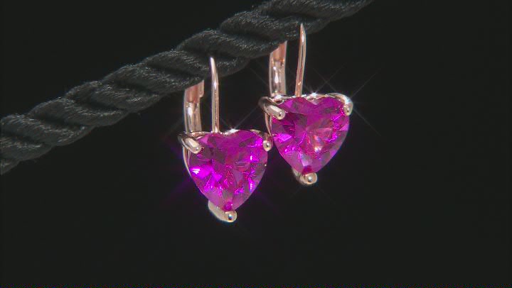 Pink Lab Created Sapphire 18k Rose Gold Over Sterling Silver Earrings 3.71ctw Video Thumbnail