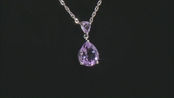 Lavender Amethyst Rhodium Over Sterling Silver Pendant With Chain 3.65ctw Video Thumbnail
