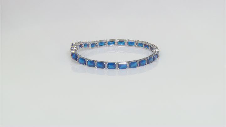 Blue Lab Created Spinel Rhodium Over Sterling Silver Bracelet 23.92ctw Video Thumbnail